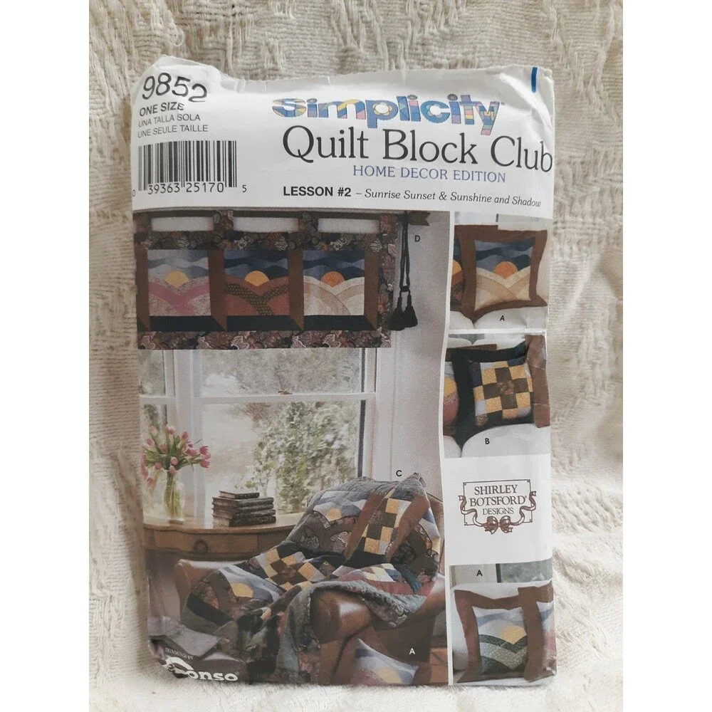 New Simplicity Home Decorating Quilt Block Club Sewing Pattern 9852 Uncut